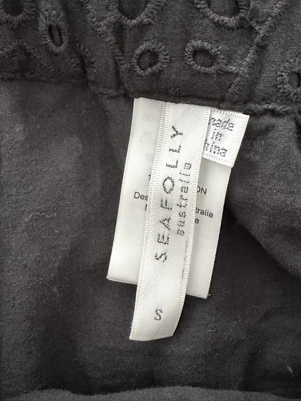 Seafolly Black Eyelet Broderie Anglaise Cotton Midi Skirt Asymmetrical Small - Picture 4 of 7